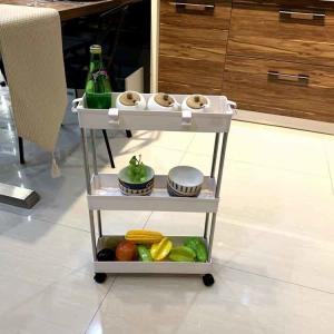 3 Tier Rolling Home Storage Carts Foldable Multi Purpose Slim Thickened 62*40*12