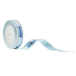 Wholesale Convex Logo Printed Satin Ribbon Foil Blue Gold Printing Polyester Material from china suppliers