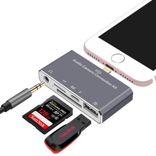 Quality Lightning Adapter Card Reader Hub 5 in 1 Converter 8 Pin Lightning for iPhone 7 iPad Camera for sale