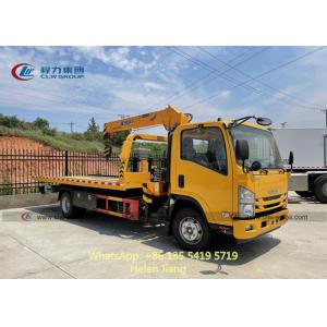 LHD ISUZU 4x2 5T Flatbed Towing Truck With XCMG Crane
