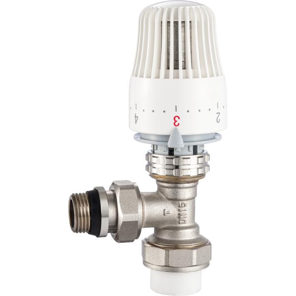 Quality 4603 Brass TRV Thermostatic Supply Valve Angle Type DN15 Nickel Plated Body with PP-R Adapter x Flexible Male Nipple for sale