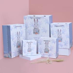 Custom Rabbit Gift Bags with Rope Handles - Pastel Floral Design