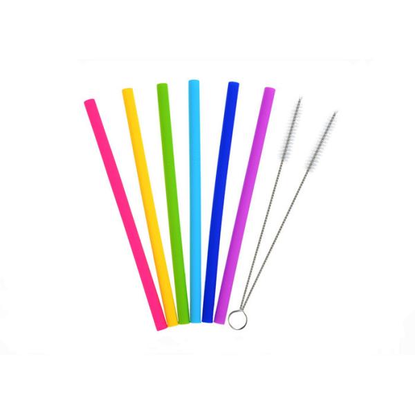 Quality Eco Friendly Folding Silicone Reusable Drinking Straws With Cleaning Brushes for sale