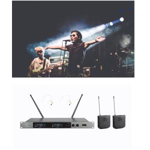China UHF Dual-Channel Lavalier Wireless Microphone System with LCD Screen on sale China UHF Dual-Channel Lavalier Wireless Microphone System with LCD Screen on sale