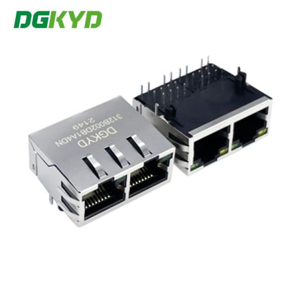 Quality RJ45 Cat6 connector dual port 1x2 100M rj45 transformer modular jack network led DGKYD312B002DB1A4DN . for sale