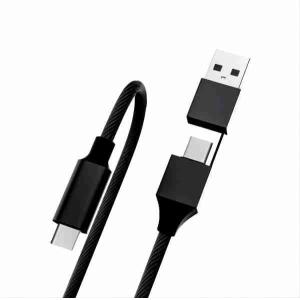 Type C To Type C 2 In 1 Data Transfer Cable Nylon Braided Usb A Male 20V/3A Fast