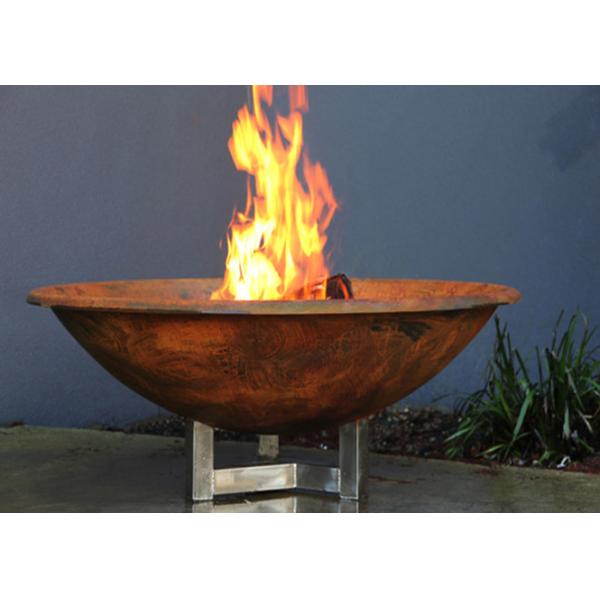 Rusty Finish Corten Steel Fire Bowl , Round Steel Fire Pit Corrosion Stability