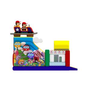 Circus Clown Waterproof Inflatable Ferris Wheel Jumping Slide With Fence In End