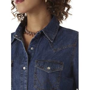 Womens Denim Shirt Long Sleeve Button Down with Pockets Blouses