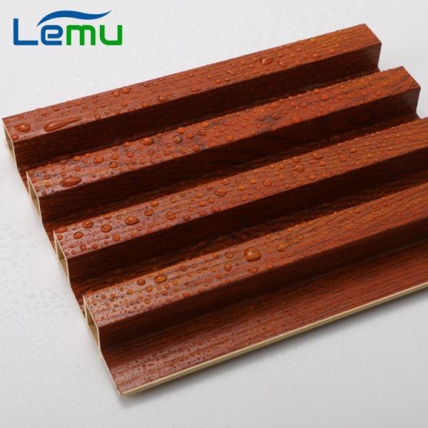 200mm Width WPC Laminated Fluted Flat Wall Solid Panel for Indoor Interior