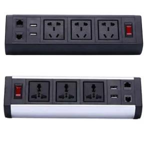 Wholesale Conference Table Mount Power Strip Socket Clamp Mounted Surge Protector Dual USB from china suppliers