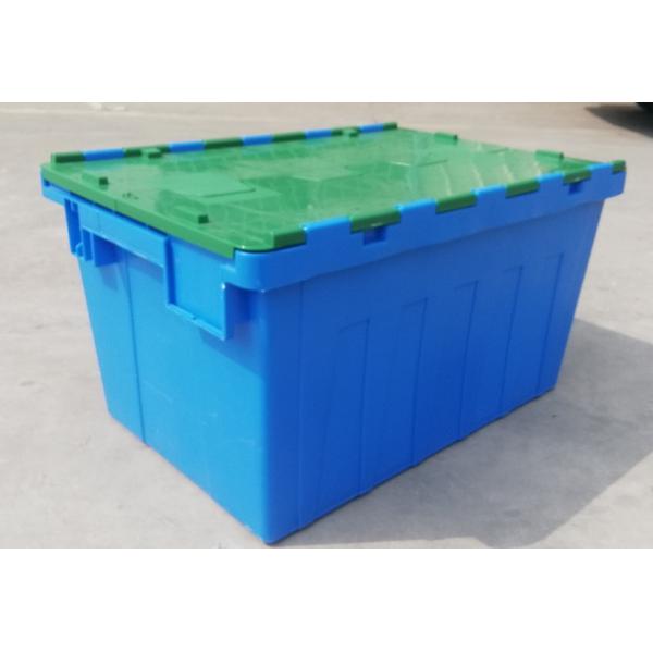 Customization 35kg Loading Plastic Tote Box Attached Lid Container Stacking