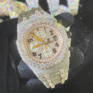 Wholesale Automatic Moissanite Bust Down Watch Studded Analog 14k White Gold Watch from china suppliers
