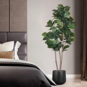 Artificial Ficus Microcarpa 6 Ft Indoor Pot Faux Fiddle Leaf Fig Tree For Indoor
