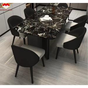 Modern Polished Black Rose Marble Big Slab Dining Table Set for Villa and Hotel