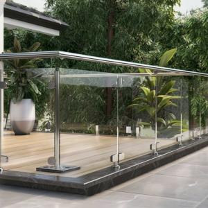 Rust-Proof Stainless Steel Handrails with Round Plate Cover for Glass Balustrade