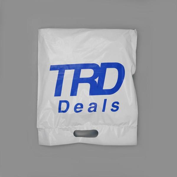 16x20 White Black Die-cut handle mailing bag, Handle poly mailer bag. poly handle shopping bags
