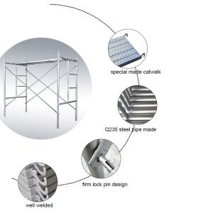 Pre-galvanized Walk Thru Frame Scaffold with Gravity Lock for High Rise Projects