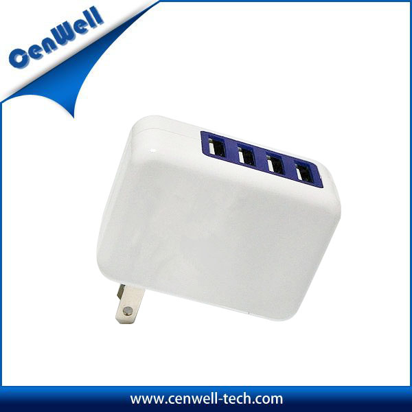5V 3.1A interchangeable plug smart 4 port usb charger