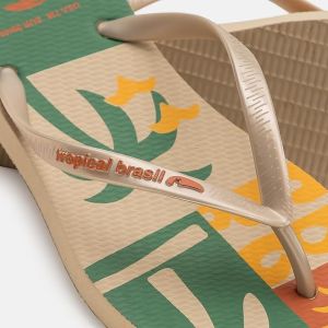 Tropical Print Gold Color Women's Flip Flops Sandals Cusomized Color sizes