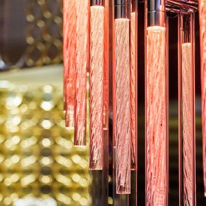 High Ceiling Hotel Lobby Modern Crystal Chandelier With Glass Shade And AC 165