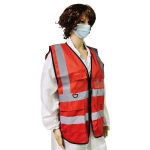 Unisex Red High Visibility Reflective Safety Vests With ID Pocket