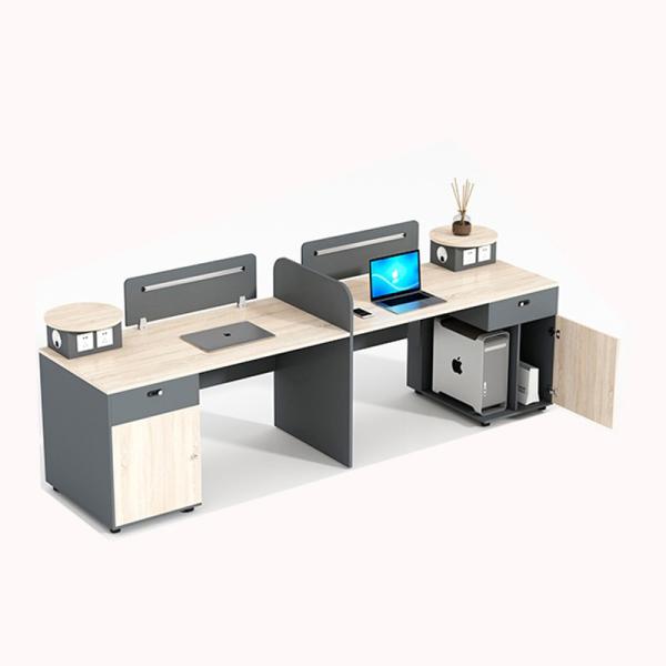 Solid Wood Style 6-4 People Double Seat Table Workstation Computer Desk and Chair Set