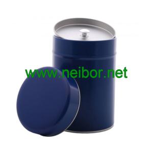 silver plain round tea tin can with airtight double lids