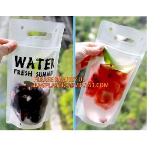 Beverage Pouch with Plastic Straw Hand-held Clear Zipper Stand Up Juice Drink