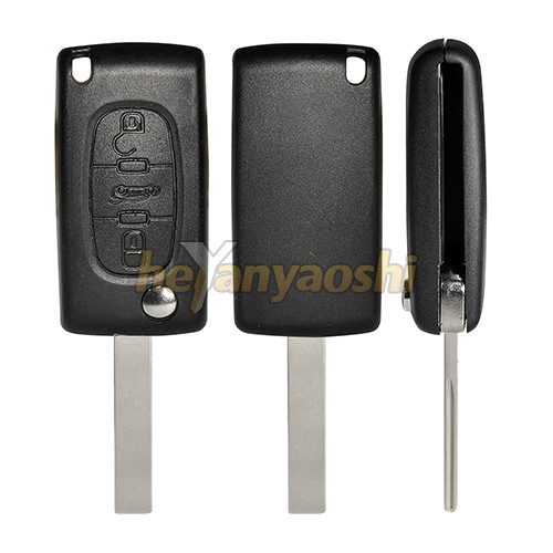 Peugeot 407 Flip Remote Key Case / Cover , Battery On Board Folding PSA Shell