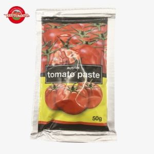 AUSTIN 50g Flat Sachet Tomato Paste 28–30% Brix Concentrate Custom OEM