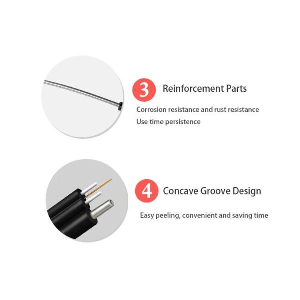 Black Jacket G657A1 1km FTTH Fiber Optic Drop Cable