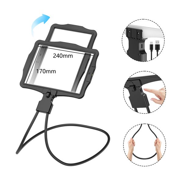 Eye Friendly Flexible Bracket USB Powered Magnifier LED Switchable Horizontal and Vertical Screens for Elderly Book Reading