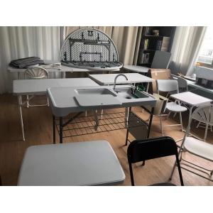 Foldable Outdoor Cleaning Table with Sink and Plastic Material