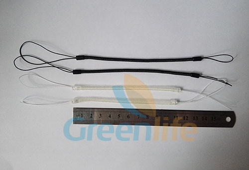 Slim and Thin Safety Spring Coil Cable with Black Nylon String Loop on Two Sides