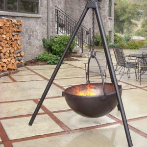 Wholesale Hemisphere Corten Steel Fire Globe Tripod Hanging Fire Pit BBQ Grill from china suppliers