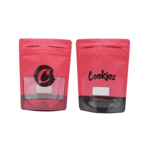 China Logo Printing Resealable Mylar ziplockk Bags Pink Color 3.5g With Clear Window on sale