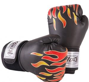 China 360 Wraparound Strap Boxing Training Gloves , OEM PU Black Boxing Gloves on sale