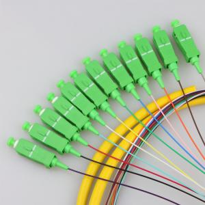 0.9mm Pigtail Single Mode , 1m SC APC Single Mode Pigtail 12 Core For FTTx