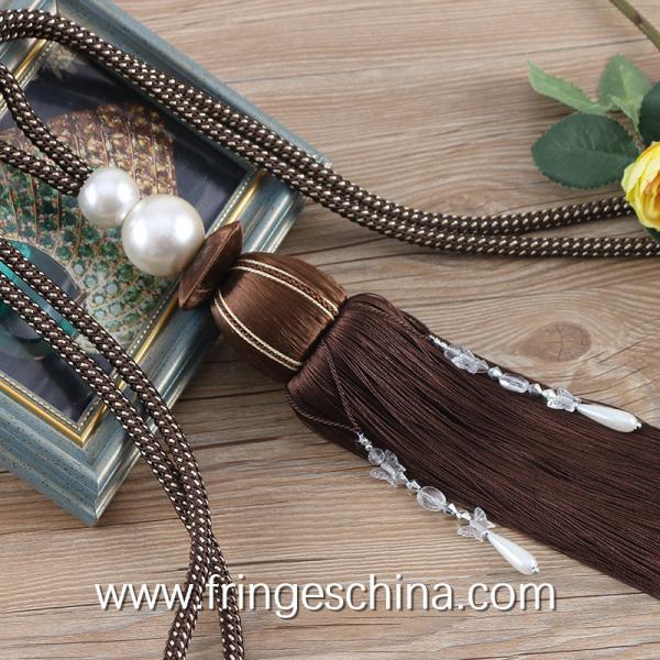 Delicate custom long tassel fringe trimming for curtain attractive tieback