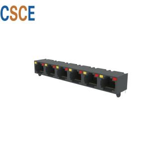 1 x 6 Multiple Port 8 Pin Rj45 Connector Unshielded High Wearing For Ethernet