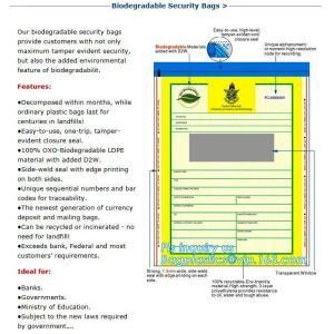 Comppostable, Biodegradable, Eco friendly, Bio-degradable, OXO-bio Cash Security