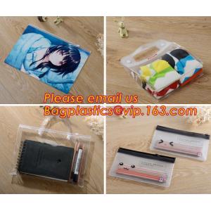Simple clear Plastic PVC A4 file bag with zipper, pvc k file bag, Custom PP A4