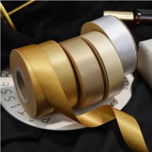 China High Tenacity Polyester Satin Ribbon Gift Box Packing Custom Printed Logo Glitter on sale