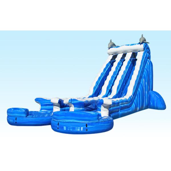 Blue 22 ft Dolphin Double lane Cali Ocean Inflatable Water Slides with PVC