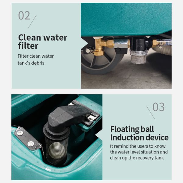 Automatic Ride On Floor Scrubber Cleaner Machine Double Brush Cleaning System 70L