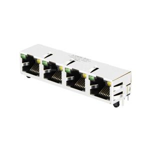 Wholesale X Multiple XRJM-S-04-8-8-4-DN2-INC Compatible LINK-PP LPJE401AHNL Tab Up Green/Yellow LED 1X4 Port Lan Jack RJ45 without Integrated Magnetics from china suppliers