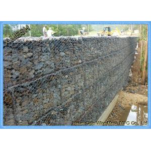 60X80mm , 3mx1mx1m Galvanized Wire Gabion Box / Stone Basket Gabion