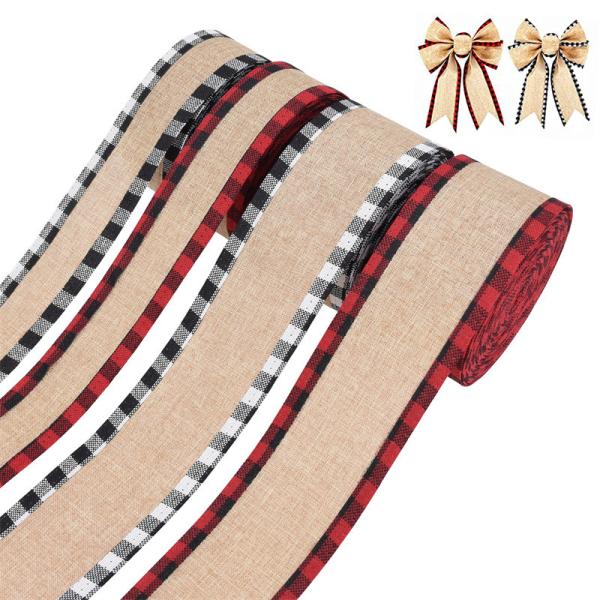 Quality 40mm & 63mm*10y Jute Lattice Ribbon Biodegradable Lattice Burlap Ribbon for sale