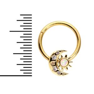 Solid 18K Gold Nose Piercing Moon Sun Shape With 0.06ct SI2 Natural Diamonds ODM